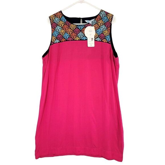 Escapada Living Melody Dress Womens XL Midi Sleeveless Pink Embroidered Barbie - Picture 1 of 13